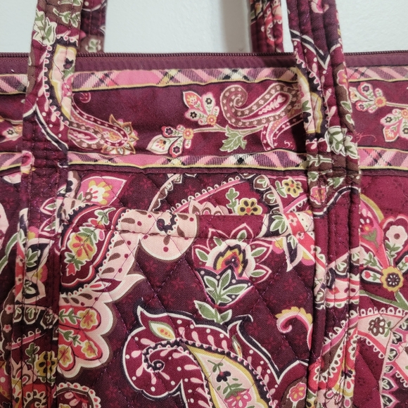 Vera Bradley Retired Piccadilly Plum Paisley Quilted Tote Shoulder Bag - Picture 6 of 13